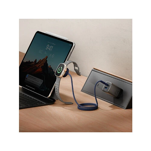 Кабель зарядный EnergEA Кабель FLOW Duo Watch USB-C to USB-C + Apple Watch, зеленый