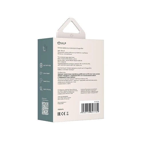 Сетевое зарядное устройство VLP G-Charge 60Вт USB-C, белый