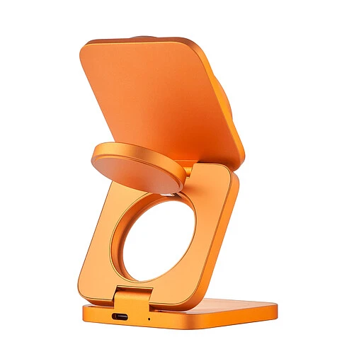 Беспроводное зарядное устройство uBear Balance Slim, 3-в-1, с поддержкой MagSafe, Qi2.2, цвет: космический оранжевый