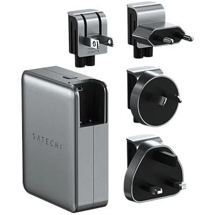 Сетевое зарядное устройство Satechi 145W USB-C 4-Port GAN Travel Charger. Цвет: серый космос Сетевое зарядное устройство Satechi 145W USB-C 4-Port GAN Travel Charger. Цвет: серый космос