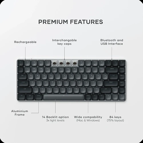 Клавиатура механическая с подсветкой Satechi SM1 Slim Mechanical Backlit Bluetooth Keyboard  - русская раскладка, темно-серый