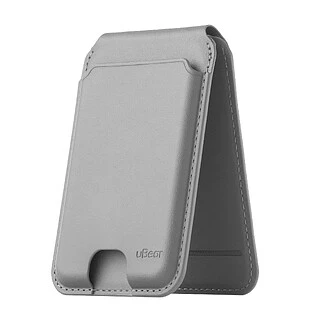 Магнитный кардхолдер uBear Fold Find My, эко-кожа, серый