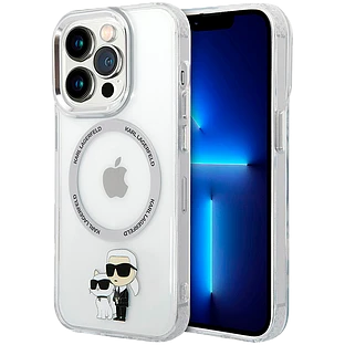 Чехол LAGERFELD PC/TPU NFT Karl & Choupette Metal ring Hard с MagSafe Прозрачный для iPhone 15 Pro Чехол LAGERFELD PC/TPU NFT Karl & Choupette Metal ring Hard с MagSafe Прозрачный для iPhone 15 Pro