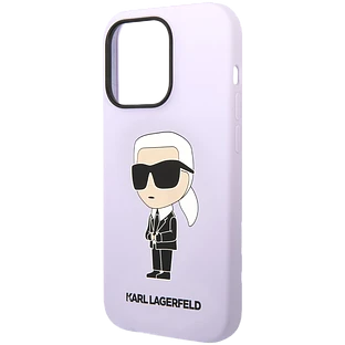 Lagerfeld для iPhone 14 Pro чехол Liquid silicone NFT Karl Ikonik Hard Purple