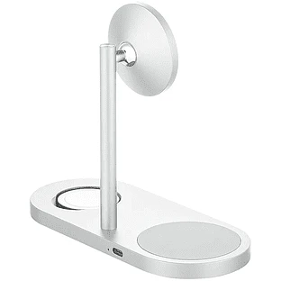 Беспроводное зарядное устройство uBear Stage Ultra, 3-в-1, с поддержкой MagSafe, Qi2, цвет: серебро Беспроводное зарядное устройство uBear Stage Ultra, 3-в-1, с поддержкой MagSafe, Qi2, цвет: серебро