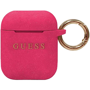 Чехол GUESS Silicone with ring Glitter/Fuschia