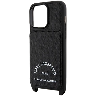 Lagerfeld для iPhone 15 Pro Max чехол Crossbody cardslot PU Saffiano RSG Hard Black Lagerfeld для iPhone 15 Pro Max чехол Crossbody cardslot PU Saffiano RSG Hard Black