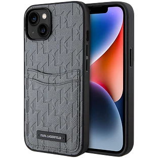 Lagerfeld для iPhone 14 чехол PU Saffiano Monogram with Cardslot Hard Silver Lagerfeld для iPhone 14 чехол PU Saffiano Monogram with Cardslot Hard Silver