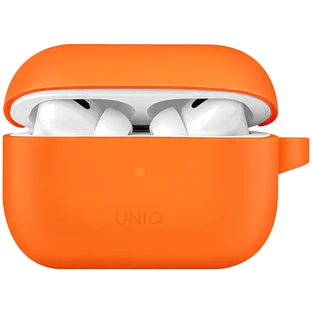 Uniq для Airpods Pro 2 чехол Vencer Silicone case +carabin and earstrap Orange