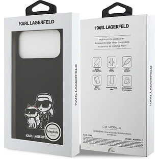 Чехол KARL LAGERFELD для iPhone 17 Pro Max Liquid Silicone Sketch Karl & Choupette Hard Black (MagSafe)