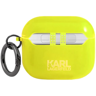 Чехол Lagerfeld для Airpods 3 TPU FLUO with ring Choupette Transp Yellow
