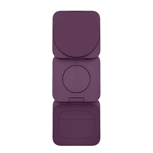 Беспроводное зарядное устройство uBear Balance Slim, 3-в-1, с поддержкой MagSafe, Qi2.2, цвет: бургунди