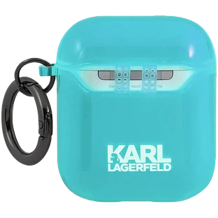 Чехол Lagerfeld для Airpods 1/2 TPU FLUO with ring Choupette Transp Blue