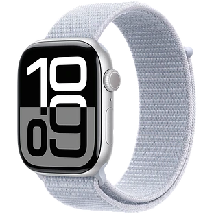 Apple Watch Series 10 GPS  Голубое облако спортивный ремешок, 46мм, Серебристый