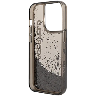 Lagerfeld для iPhone 14 Pro Max чехол Liquid Glitter Elongated logo Hard Translucent black Lagerfeld для iPhone 14 Pro Max чехол Liquid Glitter Elongated logo Hard Translucent black