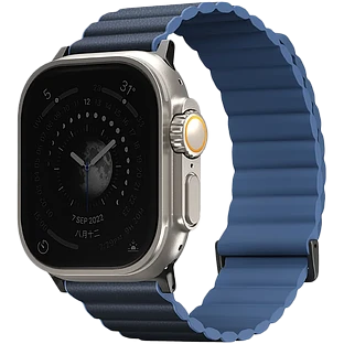 Uniq для Apple Watch 49/45/44/42 mm ремешок Revix Premium Ed. Leather/Silicone Prussian/Mist Blue