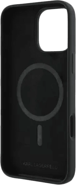 Lagerfeld для iPhone 16 Pro чехол Liquid Silicone NFT Karl & Choupette Hard Black (MagSafe)