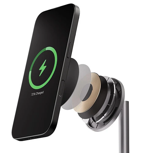 Беспроводное зарядное устройство uBear Stage Ultra, 3-в-1, с поддержкой MagSafe, Qi2.2 (35W), серый космос