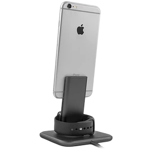 TWELVE SOUTH Подставка-док станция HiRise Duet для Apple Watch - all generations, iPhone X, 8 / 8 Plus, 7 / 7 Plus, 6 Plus / 6s Plus, 6 / 6s, SE, 5 / 5s / 5c, Чёрный/Серебристый