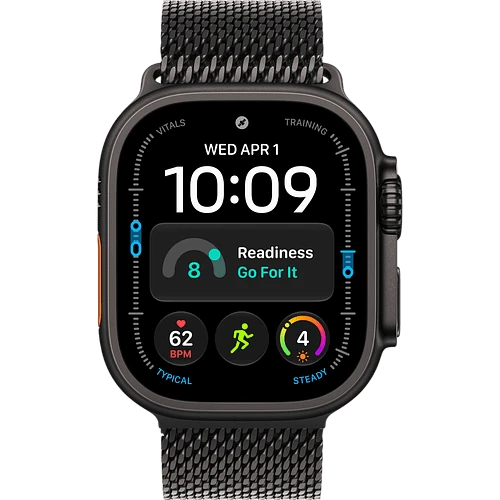 Apple Watch Ultra 4, GPS + Cellular, 49mm, Black Titanium Case with Black Titanium Milanese Loop - M