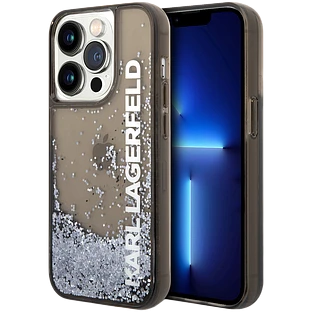Lagerfeld для iPhone 14 Pro Max чехол Liquid Glitter Elongated logo Hard Translucent black Lagerfeld для iPhone 14 Pro Max чехол Liquid Glitter Elongated logo Hard Translucent black