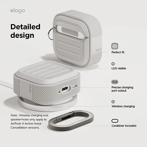 Elago для AirPods 4 чехол Armor Silicone Hang case Stone