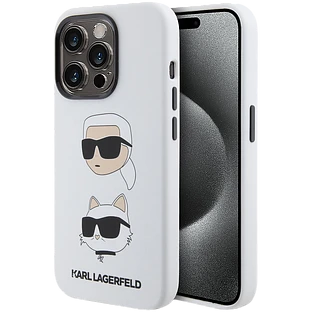 Lagerfeld для iPhone 15 Pro Max чехол Liquid Silicone NFT Karl & Choupette heads Hard White Lagerfeld для iPhone 15 Pro Max чехол Liquid Silicone NFT Karl & Choupette heads Hard White