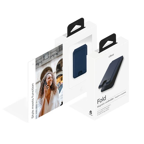 Магнитный кардхолдер uBear Fold, эко-кожа, темно-синий