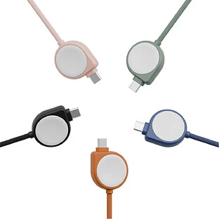 Кабель зарядный EnergEA Кабель FLOW Duo Watch USB-C to USB-C + Apple Watch, оранжевый