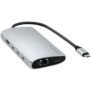 Адаптер Satechi USB-C Multiport Adapter 8K With Ethernet V3, Silver Адаптер Satechi USB-C Multiport Adapter 8K With Ethernet V3, Silver