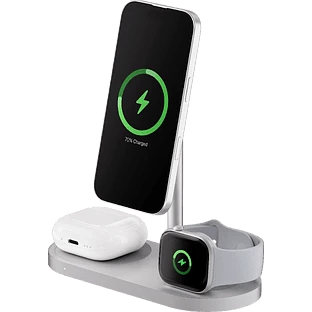 Беспроводное зарядное устройство uBear Stage Ultra, 3-в-1, с поддержкой MagSafe, Qi2.2 (35W), серебристый