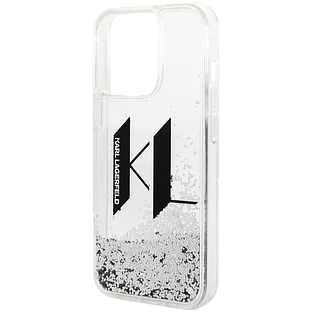Lagerfeld для iPhone 14 Pro чехол Liquid Glitter Big KL logo Hard Silver Lagerfeld для iPhone 14 Pro чехол Liquid Glitter Big KL logo Hard Silver