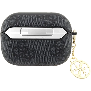 Guess для Airpods Pro 2 чехол PU leather 4G with metal logo and Charm Black