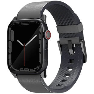 Ремешок Uniq для Apple Watch 49/45/44/42 mm Straden Waterproof Leather/Silicone Grey