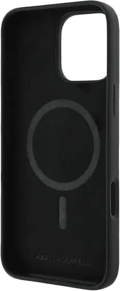 Lagerfeld для iPhone 16 Pro Max чехол Liquid Silicone NFT Choupette Head Hard Black (MagSafe)