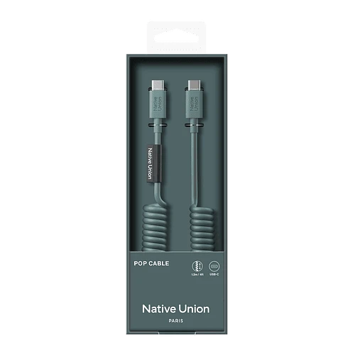 Кабель Native Union POP CABLE, кабель зарядный USB-C/USB-C, 60W, длина 1,2 м., цвет: темно-зелёный
