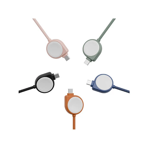 Кабель зарядный EnergEA Кабель FLOW Duo Watch USB-C to USB-C + Apple Watch, оранжевый