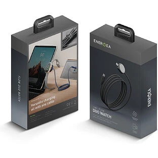 Кабель зарядный EnergEA Кабель FLOW Duo Watch USB-C to USB-C + Apple Watch, черный