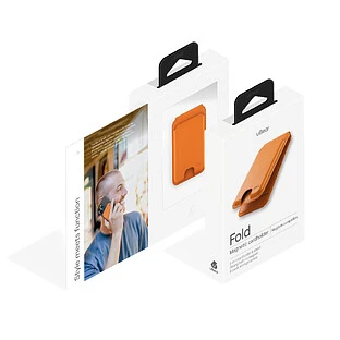 Магнитный кардхолдер uBear Fold, эко-кожа, оранжевый