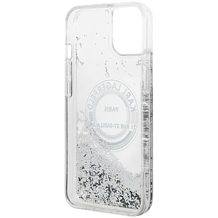 Чехол LAGERFELD Liquid Glitter RSG Round logo Hard Серебристый для iPhone 13 Чехол LAGERFELD Liquid Glitter RSG Round logo Hard Серебристый для iPhone 13