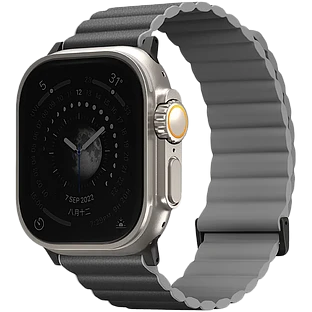 Uniq для Apple Watch 49/45/44/42 mm ремешок Revix Premium Ed. Leather/Silicone Charcoal/Ash Grey