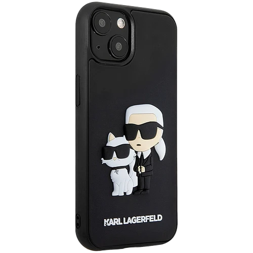 Lagerfeld для iPhone 15 чехол 3D Rubber Karl & Choupette Hard Black