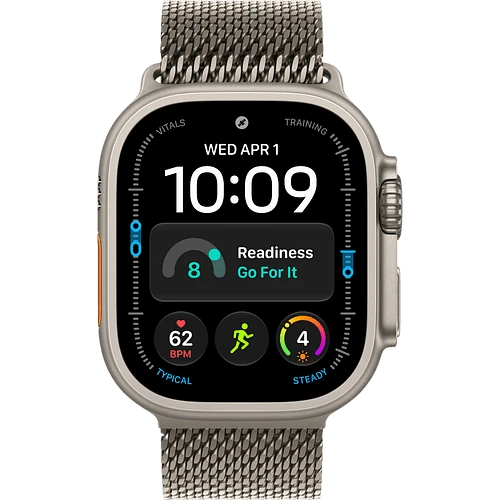 Apple Watch Ultra 4, GPS + Cellular, 49mm, Natural Titanium Case with Natural Titanium Milanese Loop - M