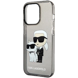 Lagerfeld для iPhone 15 Pro чехол PC/TPU NFT Karl & Choupette Hard Glitter Black