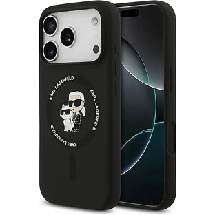 Чехол KARL LAGERFELD для iPhone 17 Pro Max Liquid Silicone NFT Karl & Choupette Hard Black (MagSafe)
