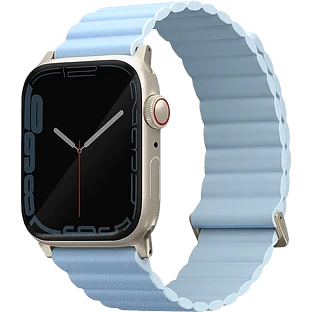 Uniq для Apple Watch 41/40/38 mm ремешок Revix Premium Ed. Leather/Silicone Arctic/Soft Blue