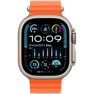 Apple Watch Ultra 2 2024 GPS + Cellular 49mm Natural Titanium Case with Orange Ocean Band