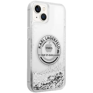 Чехол LAGERFELD Liquid Glitter RSG Round logo Hard Серебристый для iPhone 13 Чехол LAGERFELD Liquid Glitter RSG Round logo Hard Серебристый для iPhone 13