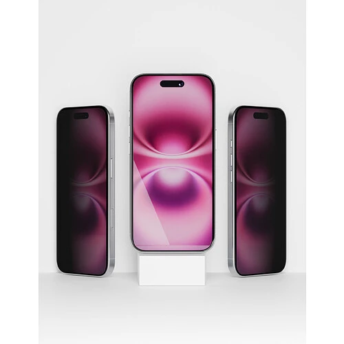 Стекло защитное 2.5D VLP Privacy Glass для iPhone 17/17 Pro/16 Pro с черной рамкой (Приватное)
