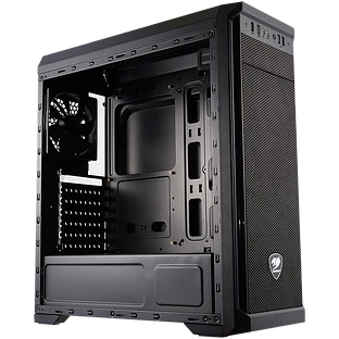 Корпус COUGAR GAMING Midi Tower,  ATX, 7 слотов, USB 2.0, Аудио разъем, USB 3.2 Gen 1, Пластик/Сталь 0.5 мм/Защитное антивандальное закаленное стекло, Power Button, Reset Button, Светодиодный индикатор, PSU optional, Window, Чёрный